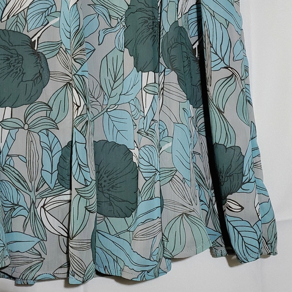 Reitmans Fit and Flare Blue/Teal Floral Midi Skirt - Size 5 - Picture 5 of 12
